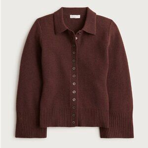 J Crew Milano Stitch Wool Cinched Waist Cardigan Button Front Collared Knit